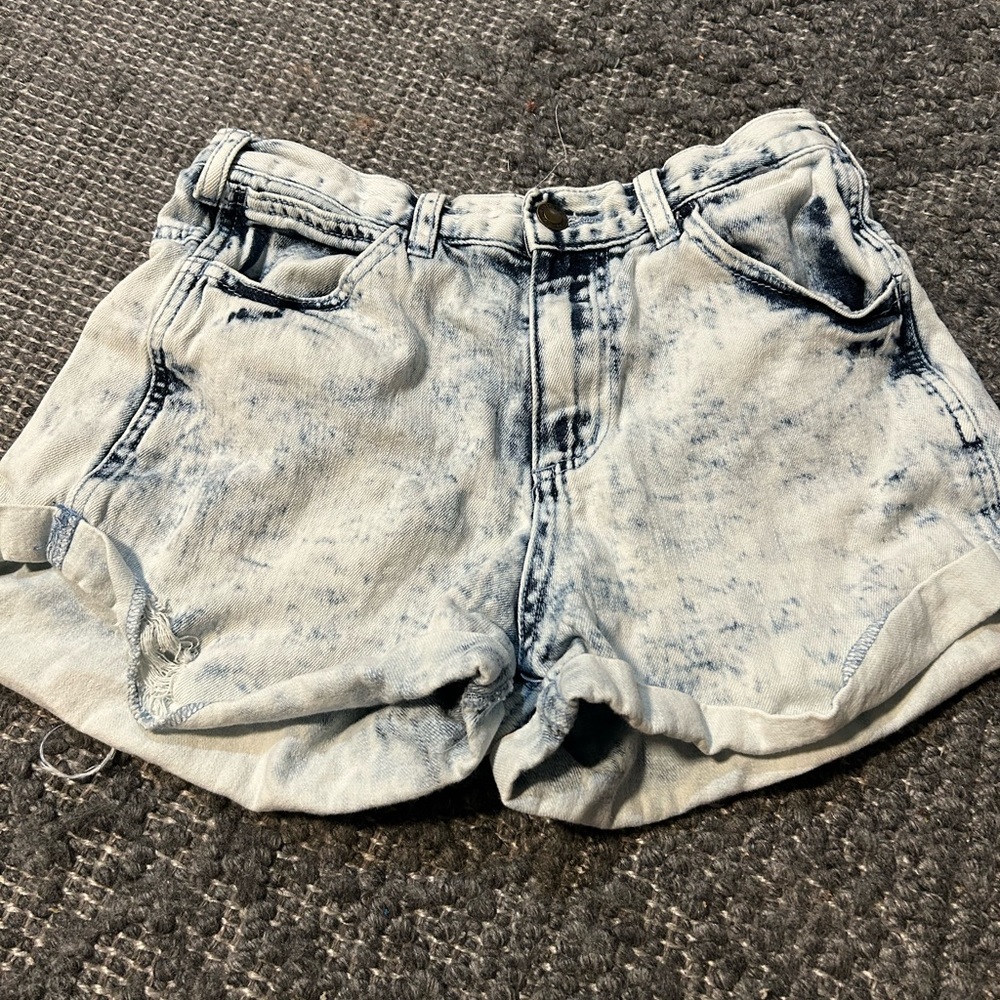 Acid Wash Denim Women Shorts Shorts Rolled Cuff Size 5